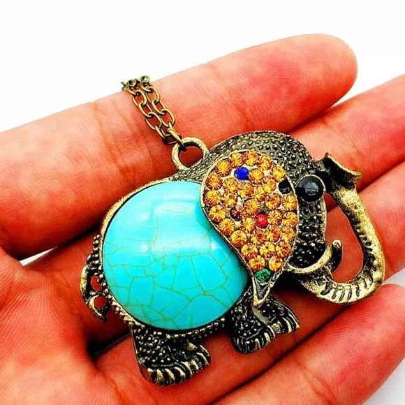 Betsey Johnson Vintage Elephant Necklace Safari new Artsy 80s 90s Classic - Picture 2 of 3